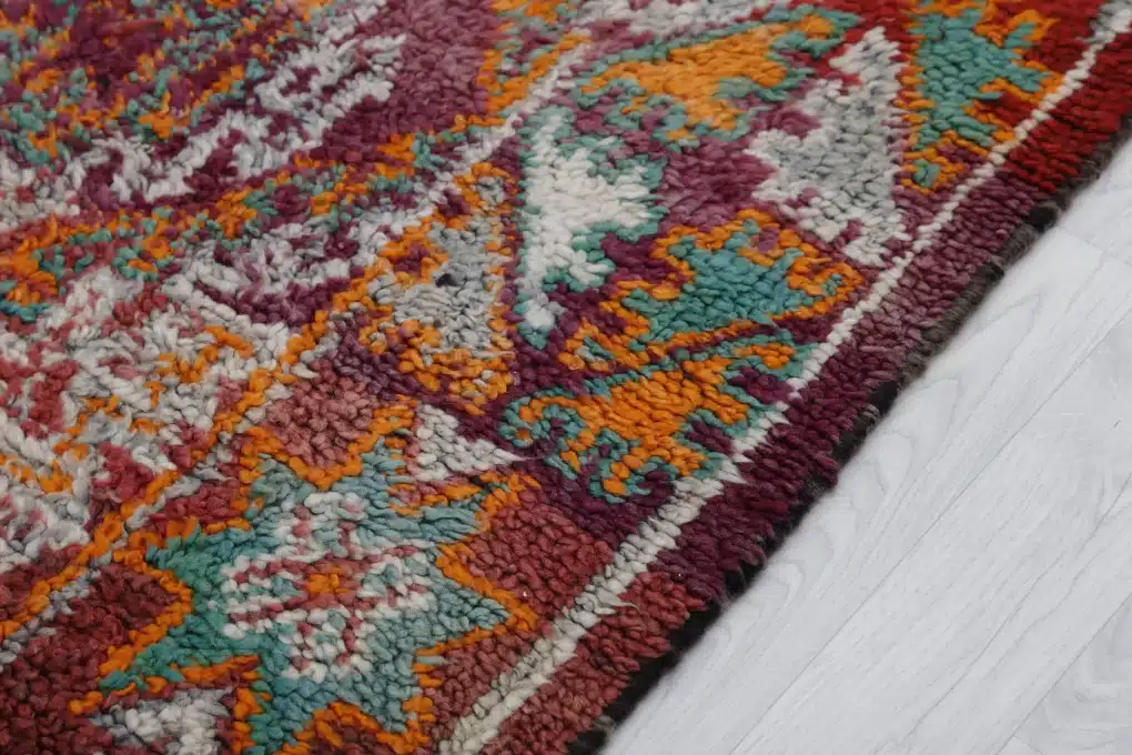 Moroccan area rug, vintage wool rug, boujaad rug, handmade wool rug, hand knotted carpet