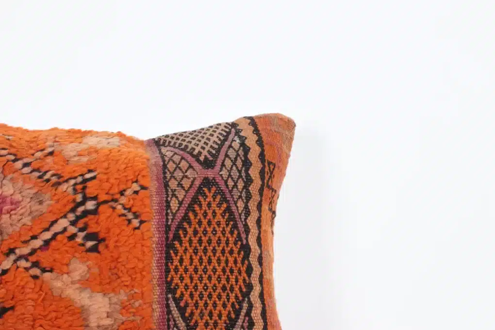 berber moroccan pillow-red and orange cushion-decorative pillow cover-boho pillow-vintage boujaad pillow-floor moroccan cushion 18" x 13"