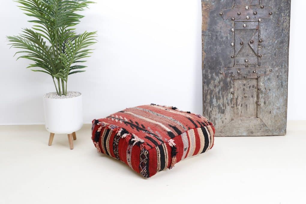vintage moroccan pouf, moroccan pouf, handmade kilim pouf, Floor Pouf, Vintage Moroccan Ottoman,moroccan pouf cover, moroccan pouf cushion, Moroccan Kilim Pouf