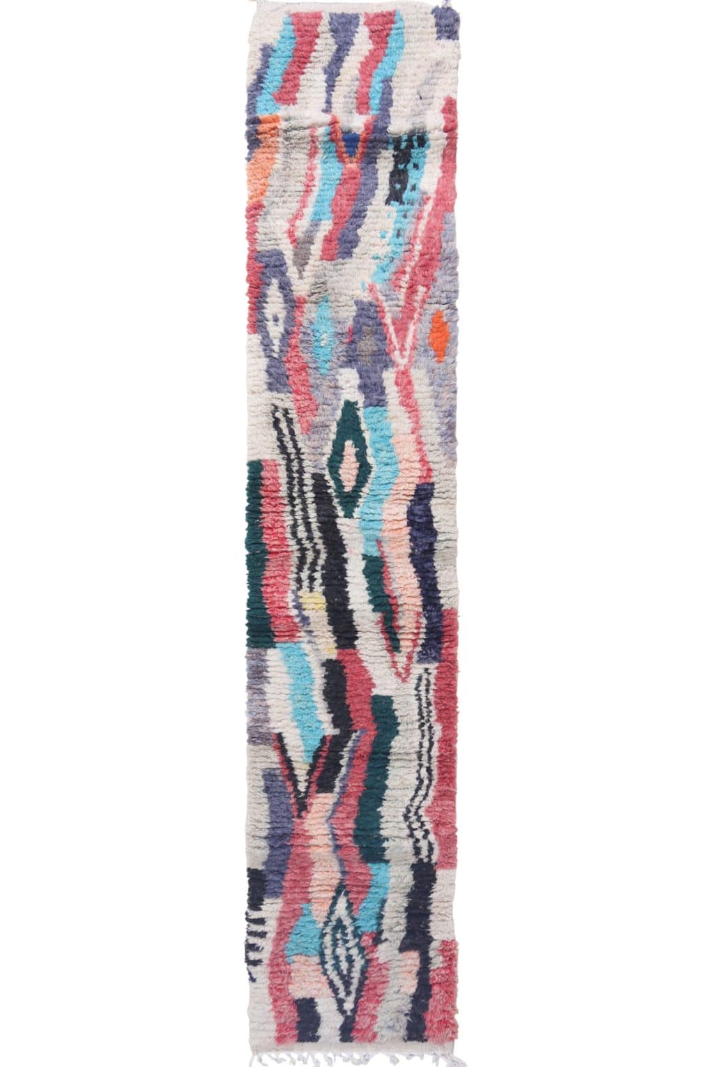 Moroccan abstract runner with vibrant colors and bold patterns