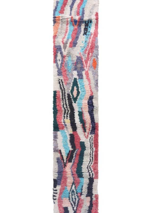 Moroccan abstract runner with vibrant colors and bold patterns