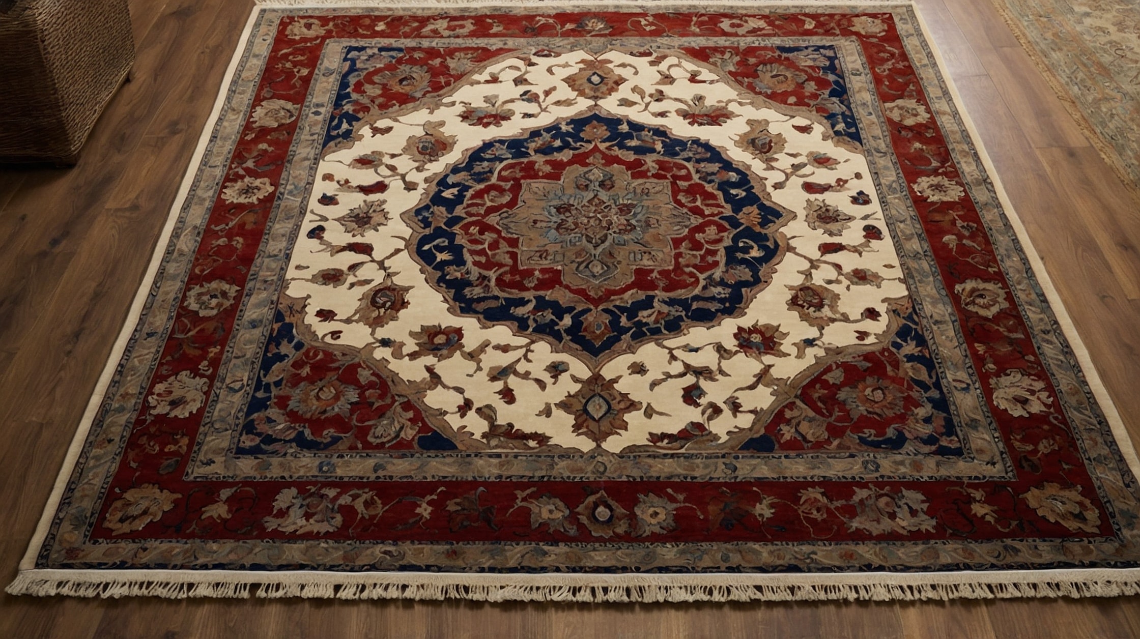 Luxurious Isfahan rug with intricate Persian floral patterns.