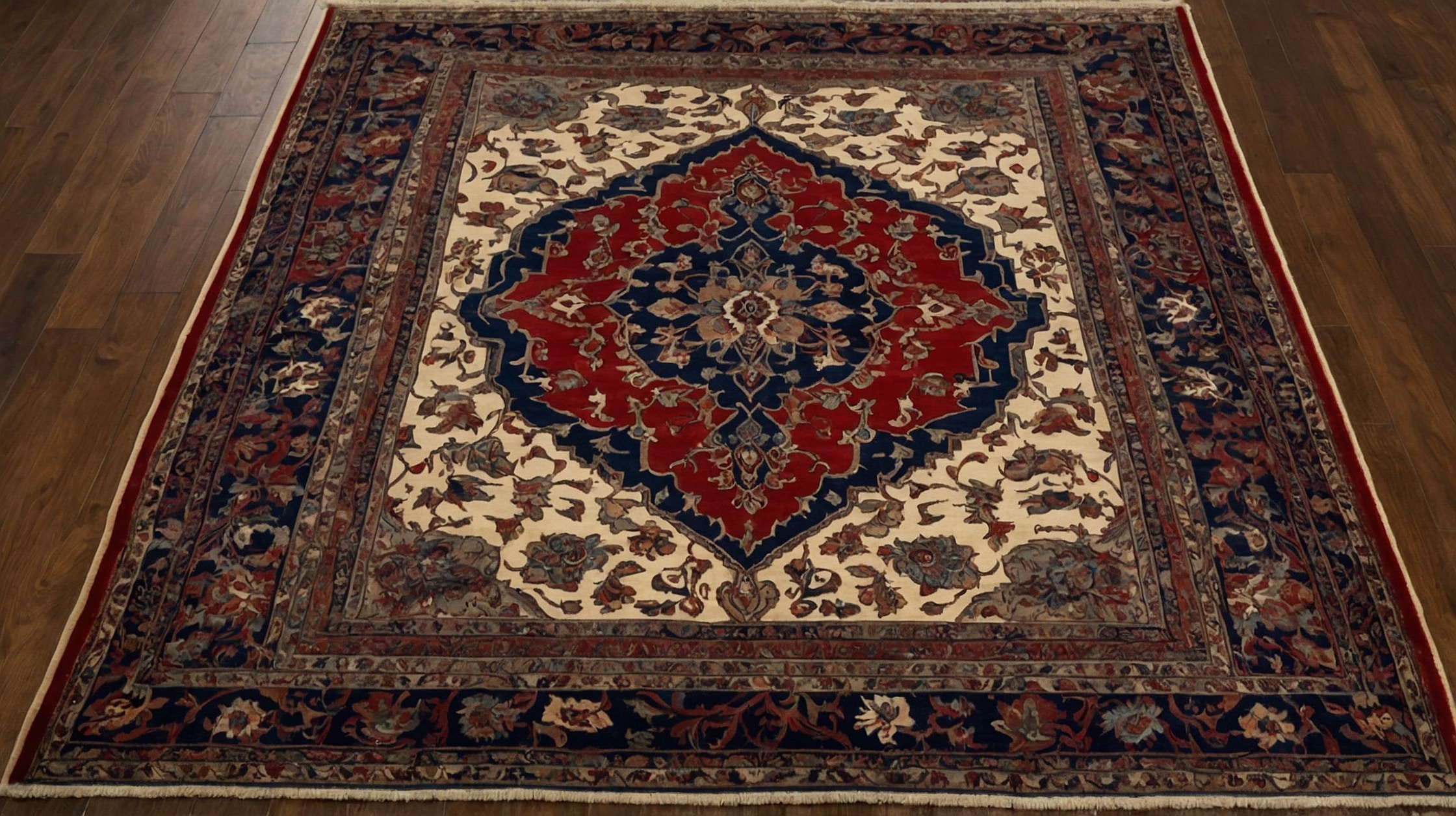 Traditional Isfahan rug featuring vibrant colors and detailed motifs.