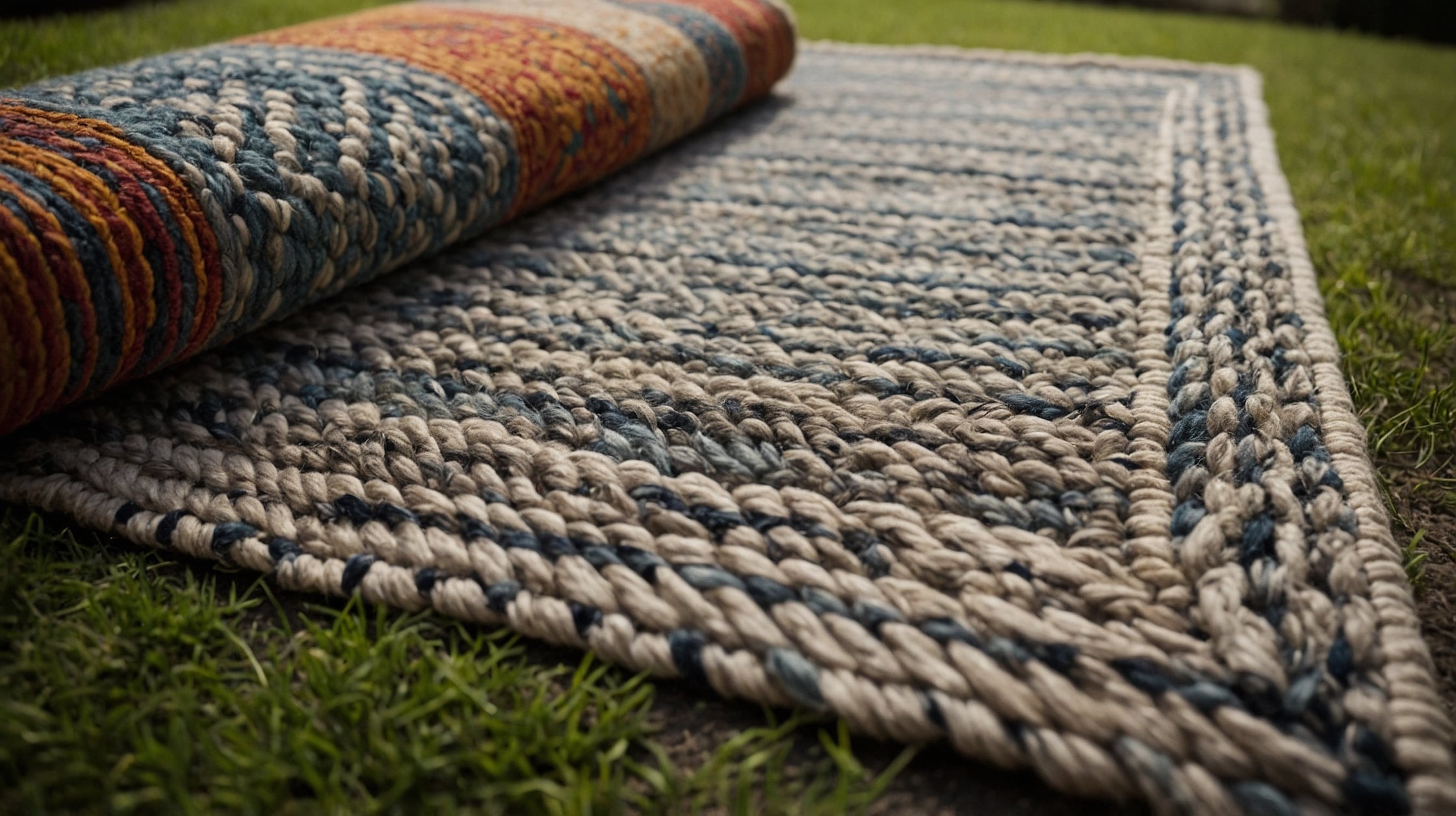 Modern runner rug with geometric designs adding flair to a staircase.