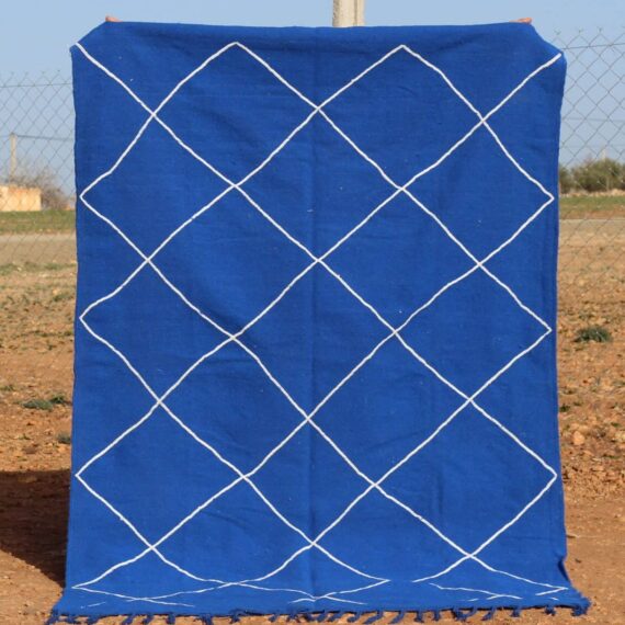 Berber Flatweave Blue Rug with rich blue tones and handwoven craftsmanship