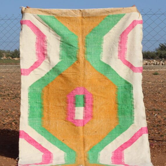 Berber Abstract Kilim Rug with intricate patterns and flatweave design