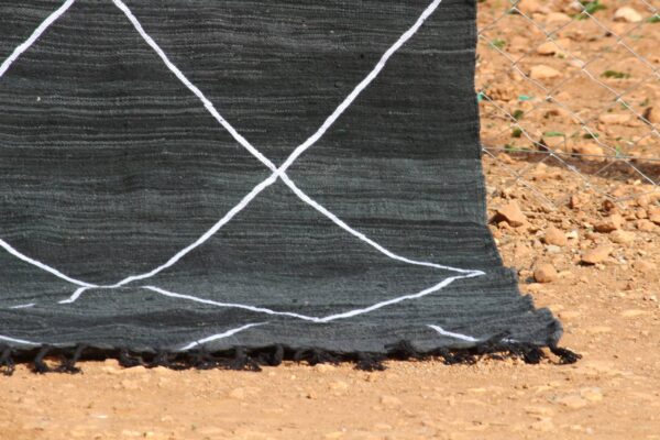 Handmade Black Striped Rug - Image 4