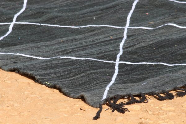 Handmade Black Striped Rug - Image 6