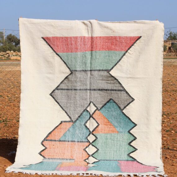 Minimalist Abstract Beni Ourain Rug with clean lines and subtle abstract patterns