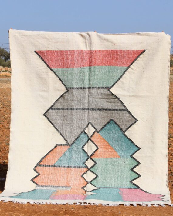 Minimalist Abstract Beni Ourain Rug with clean lines and subtle abstract patterns