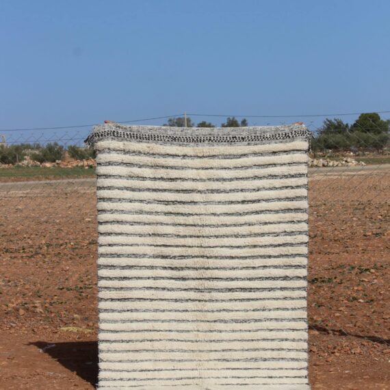 Grey Striped Rug – Handcrafted Moroccan Wool Rug