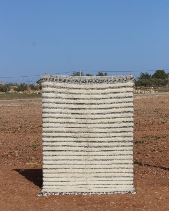 Grey Striped Rug – Handcrafted Moroccan Wool Rug