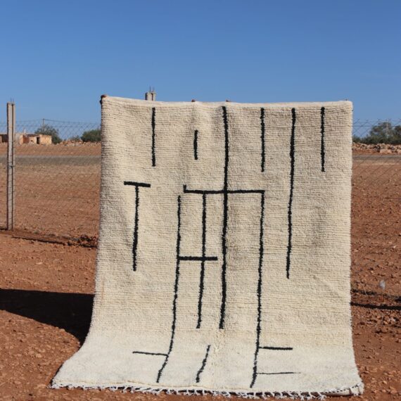 Moroccan Handmade White Carpet with a clean, minimalist design and soft wool texture