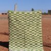 Moroccan Green Checkered Rug with an elegant pattern
