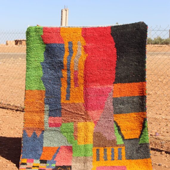 Handmade Moroccan Berber Colorful Carpet with vibrant patterns