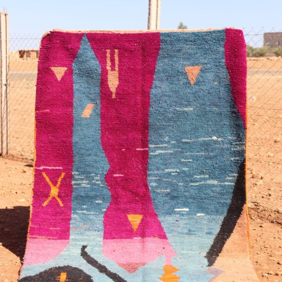 Handmade Abstract Multicolor Rug with vivid colors and abstract design