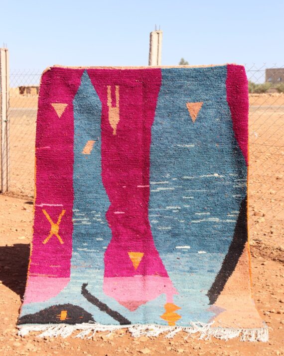Handmade Abstract Multicolor Rug with vivid colors and abstract design