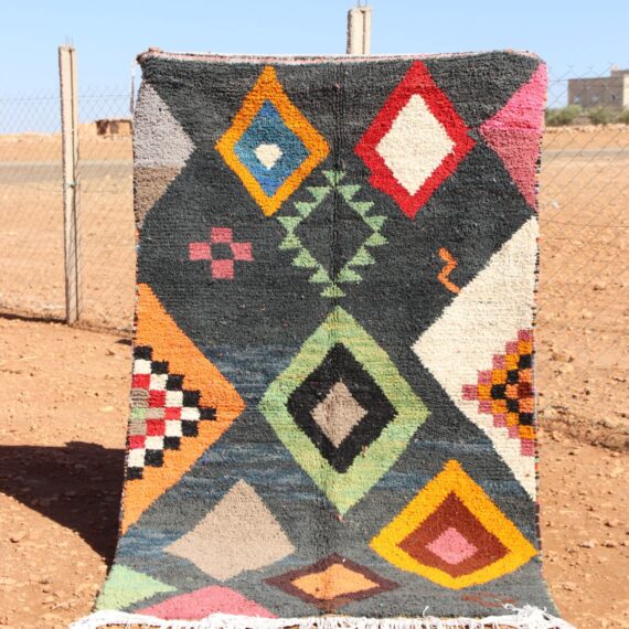 Artisan Multicolor Berber Rug with vibrant Moroccan patterns