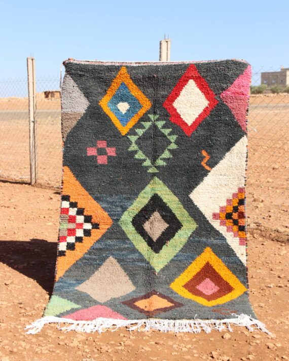 Artisan Multicolor Berber Rug with vibrant Moroccan patterns