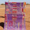 Handwoven Purple Abstract Rug with vibrant checkered design and colorful Moroccan patterns.