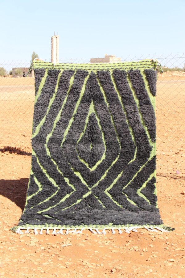 Handwoven Moroccan Black Rug with sleek and bold design