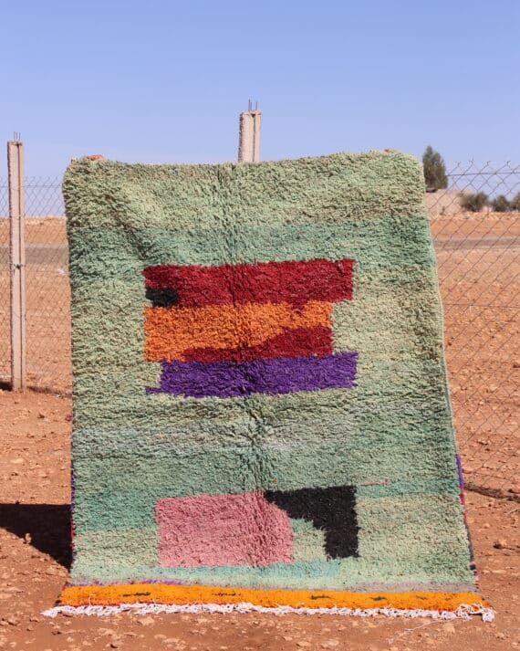 Colorful Abstract Moroccan Rug with vibrant abstract patterns and handwoven craftsmanship