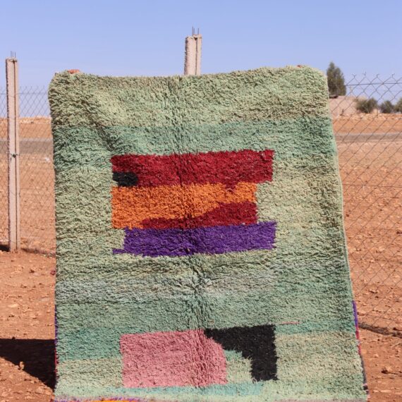 Colorful Abstract Moroccan Rug with vibrant abstract patterns and handwoven craftsmanship