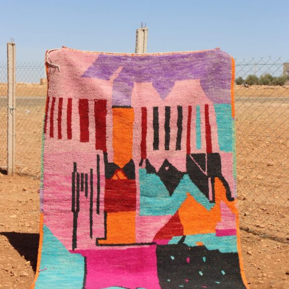 Contemporary Abstract Shag Rug with plush texture and bold patterns