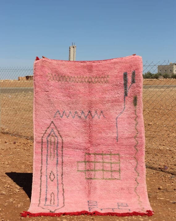 Pink Genuine Abstract Rug with vibrant pink tones and unique patterns