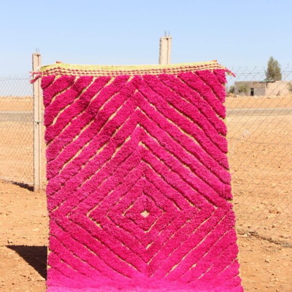 Moroccan Pink Colorful Rug with vibrant pink hues and intricate patterns