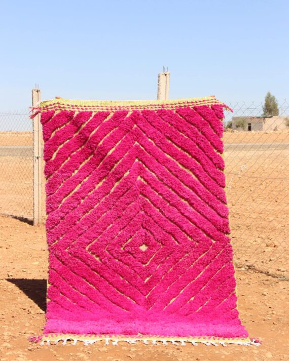 Moroccan Pink Colorful Rug with vibrant pink hues and intricate patterns