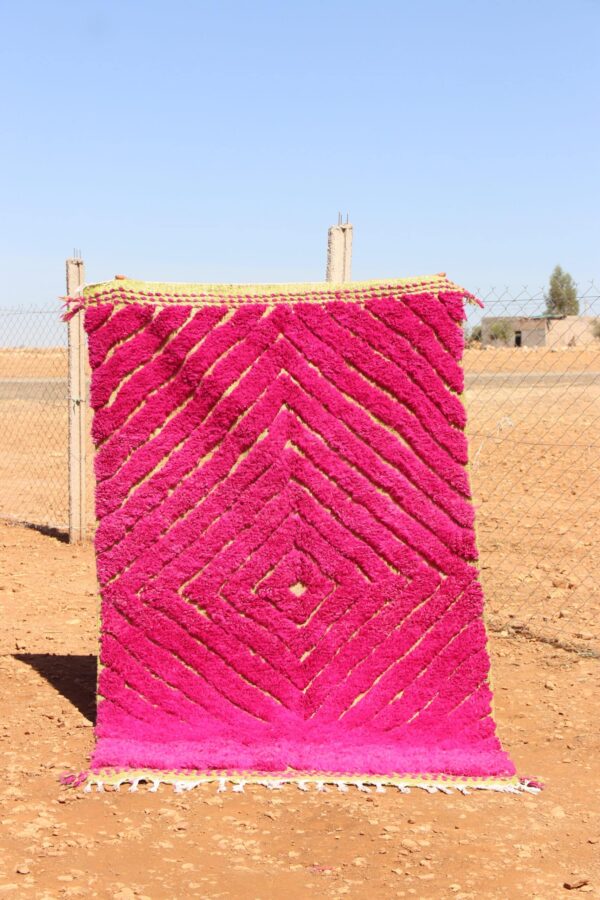 Moroccan Pink Colorful Rug with vibrant pink hues and intricate patterns