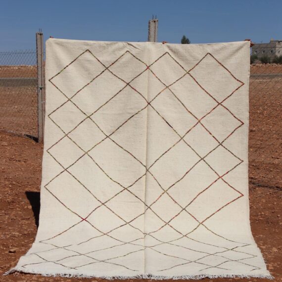White Berber Striped Rug with elegant stripes and natural fibers