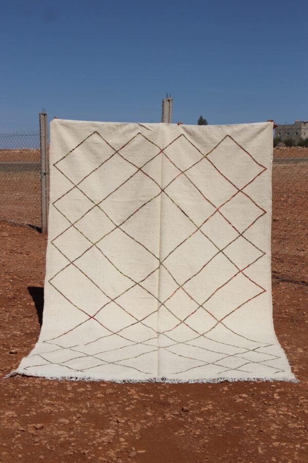 White Berber Striped Rug with elegant stripes and natural fibers