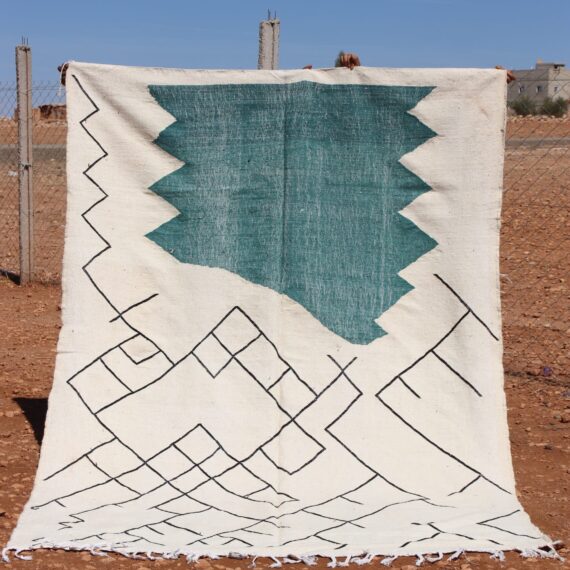 Handwoven White Rug with a clean design and natural texture