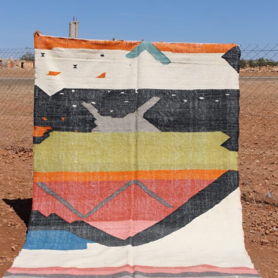 Lively Flatweave Colorful Rug with vibrant designs and textures