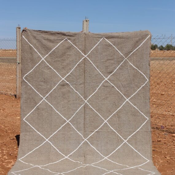 Vintage Kilim Berber Rug with classic patterns and earthy tones