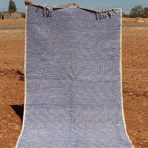 Flatweave Blue Kilim rug with Moroccan design