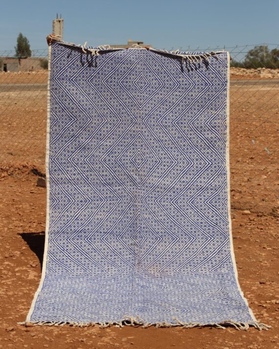 Flatweave Blue Kilim rug with Moroccan design