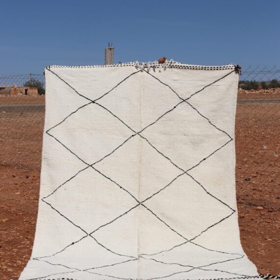 Berber White Rug with minimalist design and natural wool texture