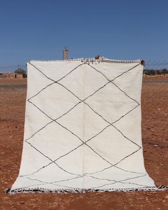 Berber White Rug with minimalist design and natural wool texture