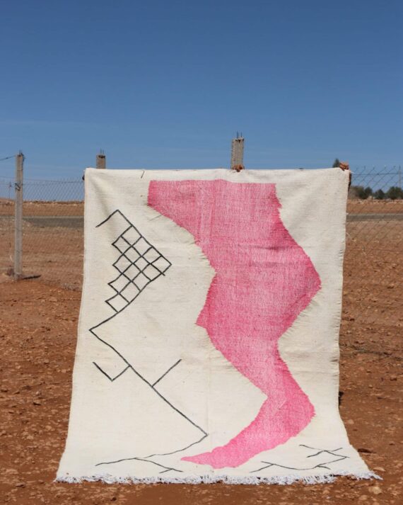 Kilim Moroccan Rug with intricate patterns and a flatweave design