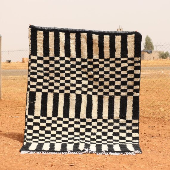 Black and White Checkered Rug – Handcrafted Moroccan Wool Rug