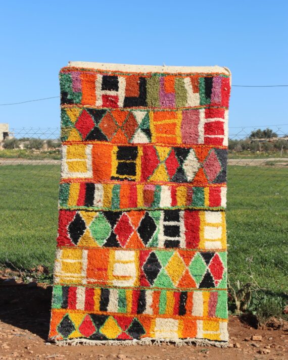 Colorful Striped Rug with vibrant patterns