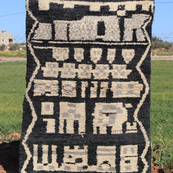 Black Moroccan Colorful Rug