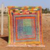 Handwoven Moroccan colorful rug with geometric design