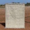 Handwoven Moroccan white rug with striped minimalist design