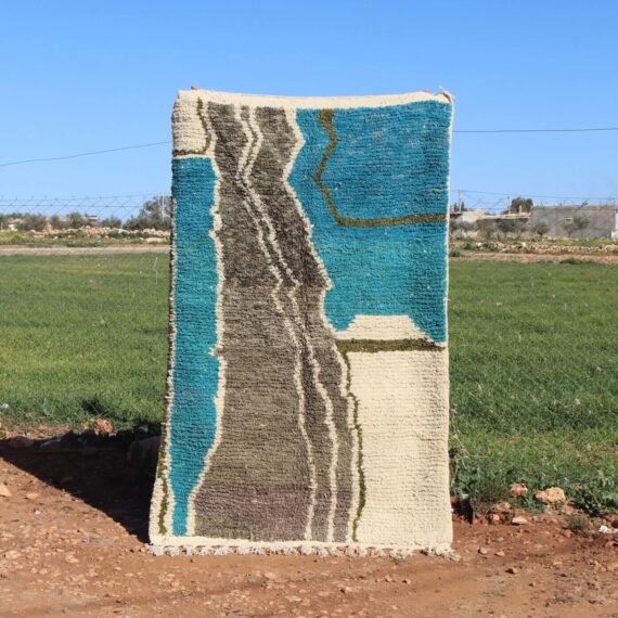 Handwoven Moroccan Berber rug with modern abstract design