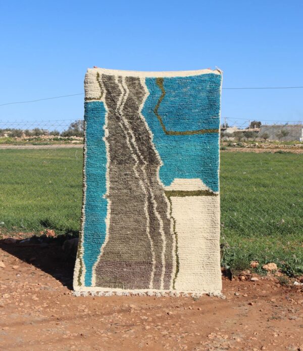 Handwoven Moroccan Berber rug with modern abstract design