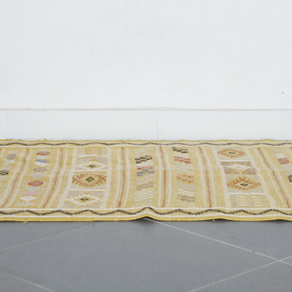 Yellow Moroccan Kilim with Geometric Motifs - Image 5